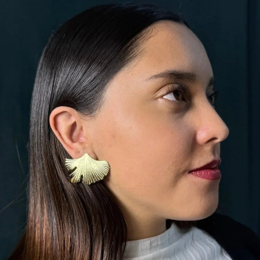 AROS MAXI HOJA GINKGO - Joyería Saviér