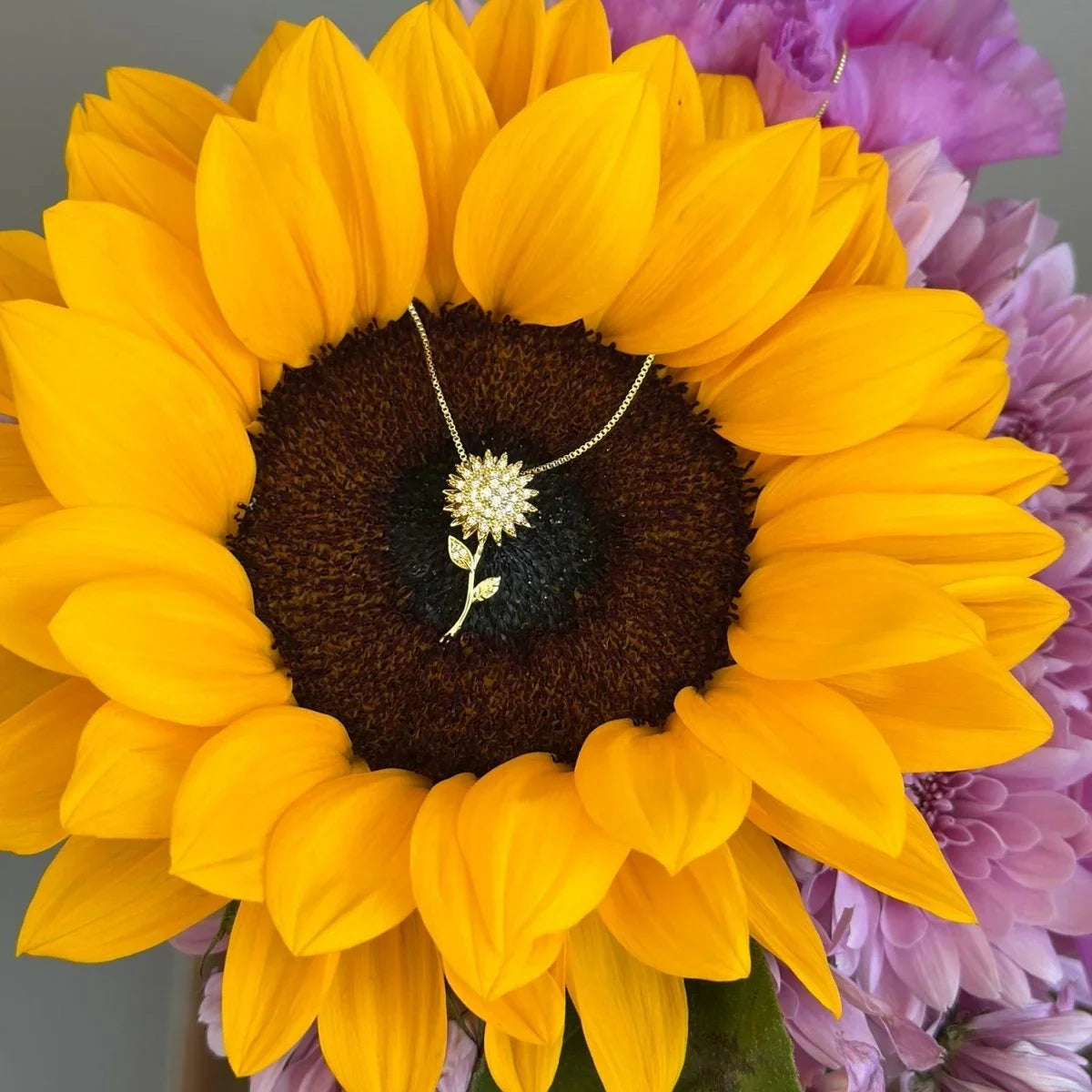 Collar girasol de circón - Joyería Saviér