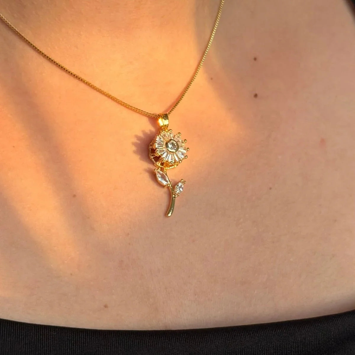 Collar girasol de circón - Joyería Saviér