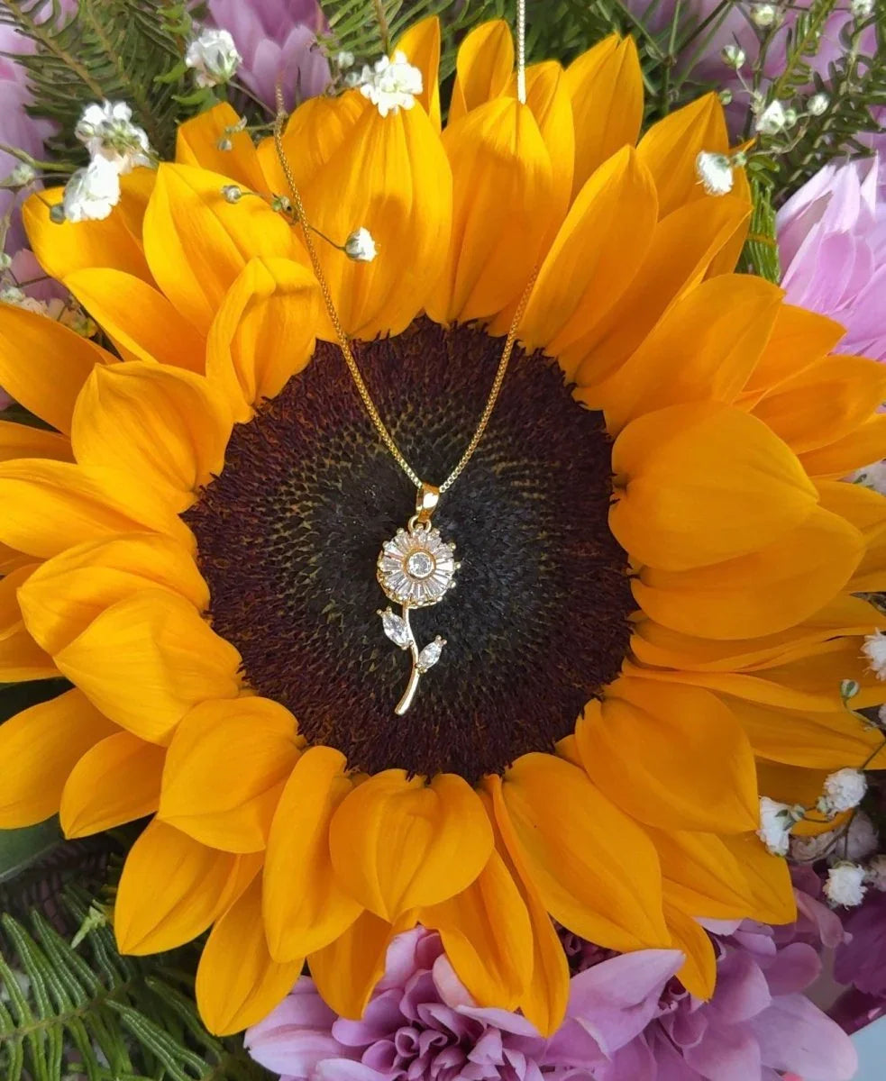 Collar girasol de circón - Joyería Saviér